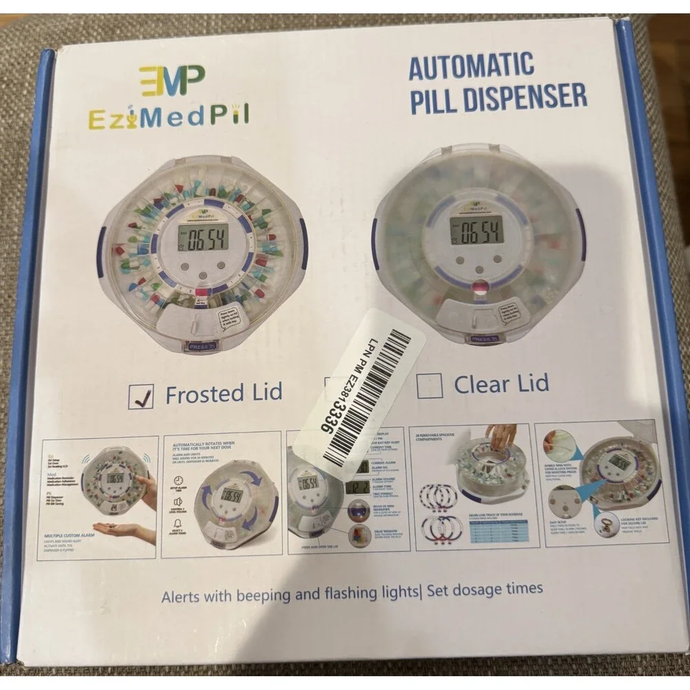 EziMedPil Automatic Pill Dispenser with Alarm, Sound & Light 6 Alarms New